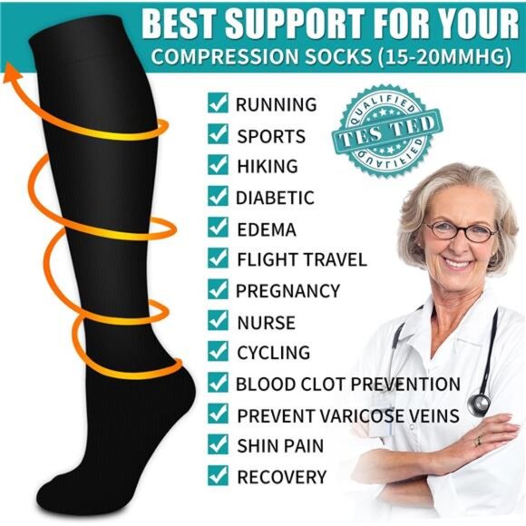 Copper Compression Socks for Women & Men (6 pairs) - Best Support for Nurses. - Picture 5 of 7